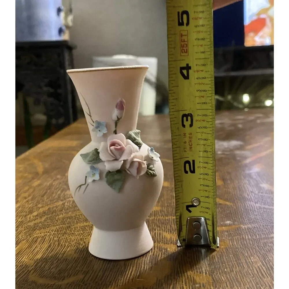 Lefton China 1847P Small 3 Dimensional Pink Floral Vase